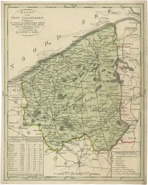 Antique Map of West Flanders in Belgium, 1840