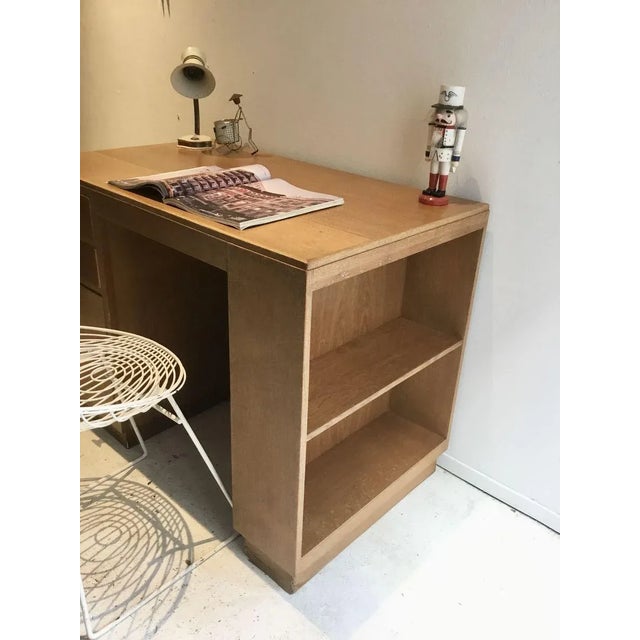 Small Vintage Dutch Minimalistic Oak Haagse School Desk, 1930s For Sale - Image 4 of 7