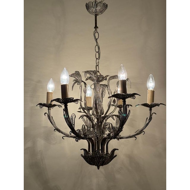 Art Nouveau Handcrafted Metal Silver Wire Chandelier, Italy, 1970s For Sale - Image 16 of 18