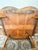 Beautiful antique solid quarter-sawn oak lamp table featuring a softly scalloped top, carved foliate apron, graceful...