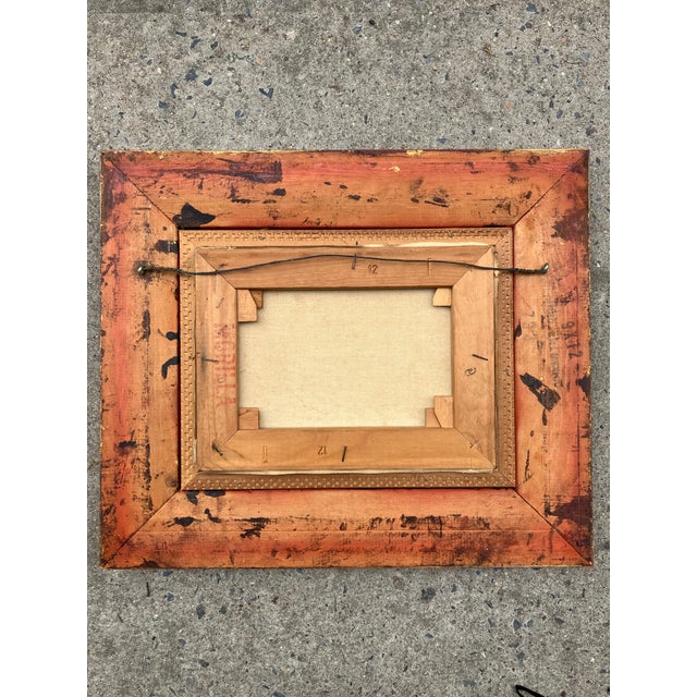 1970s 1970’s Original Rocky Seascape Painting Chunky Carved Wood Frame Signed For Sale - Image 5 of 5