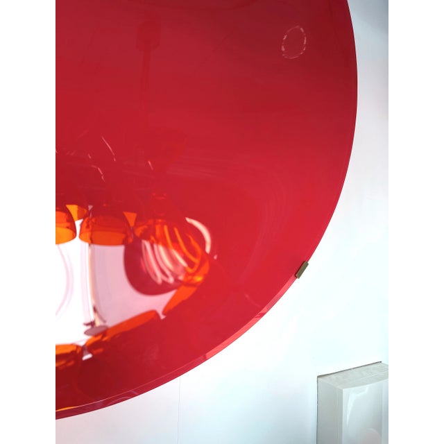 Dark Pink Large Contemporary Curve Concave Pink Mat Mirror. Italy For Sale - Image 8 of 13