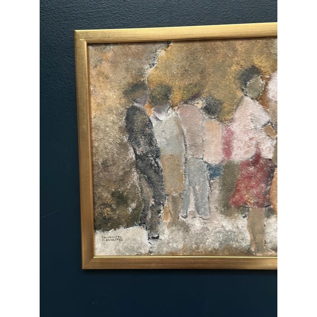 Original Swedish Oil on Panel – “Gathering” by Erling Slagerstad – Signed & Dated 1992 – Vintage & Framed – 53 × 35 cm...