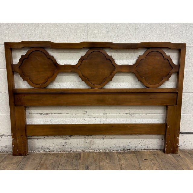 Vintage Full Size Mid Century Modern MCM Burled Paneled Headboard For Sale - Image 12 of 12