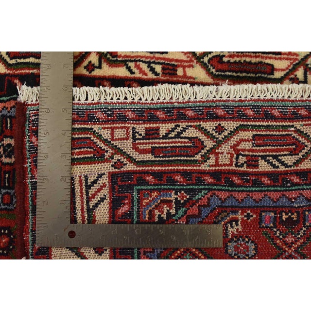 Hamedan Rug 3’5” X 4’10” Red Wool Vintage Tribal Hand-Knotted Carpet For Sale - Image 11 of 11