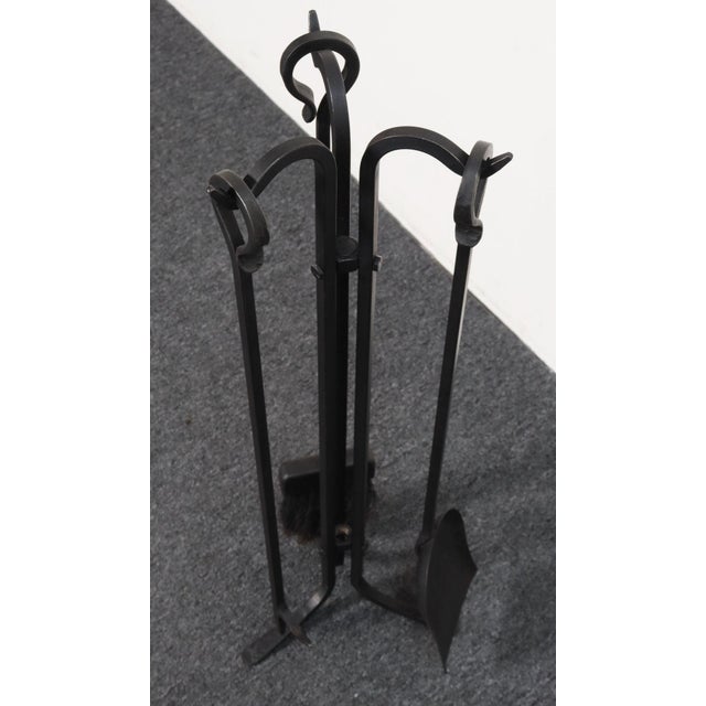 1970s Vintage Hand-Forged Iron Fireplace / Fire Tool Set With Poker, Shovel, and Brush For Sale - Image 5 of 16