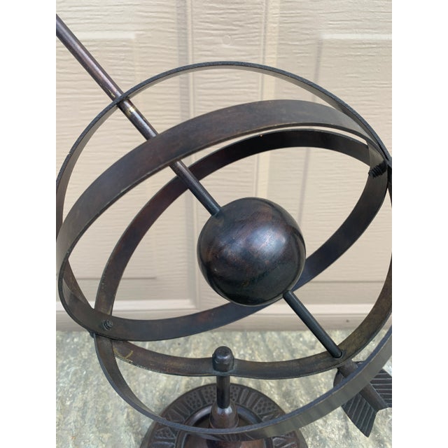 French Country Black Iron Armillary Globe Sculpture – Traditional Landscape & Garden Decor For Sale - Image 3 of 8