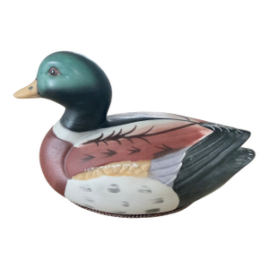 Vintage Ceramic Mallard Duck Lint Brush Figurine by Jasco