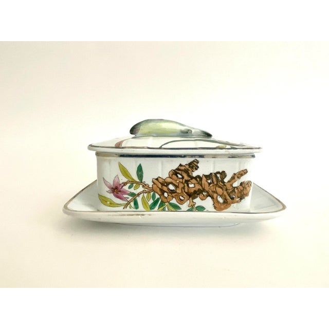 Antique French Sardine Box Hand-Painted Porcelain For Sale - Image 4 of 9