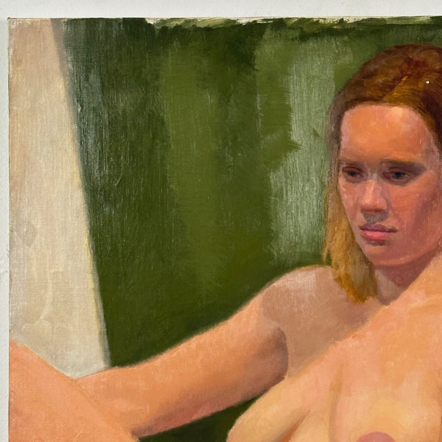 Vintage Realist Reclining Female Nude Portrait, Signed (Ca. 1965, Oil on Canvas)/Jenna Gribbon/Chloe Wise For Sale - Image 4 of 7