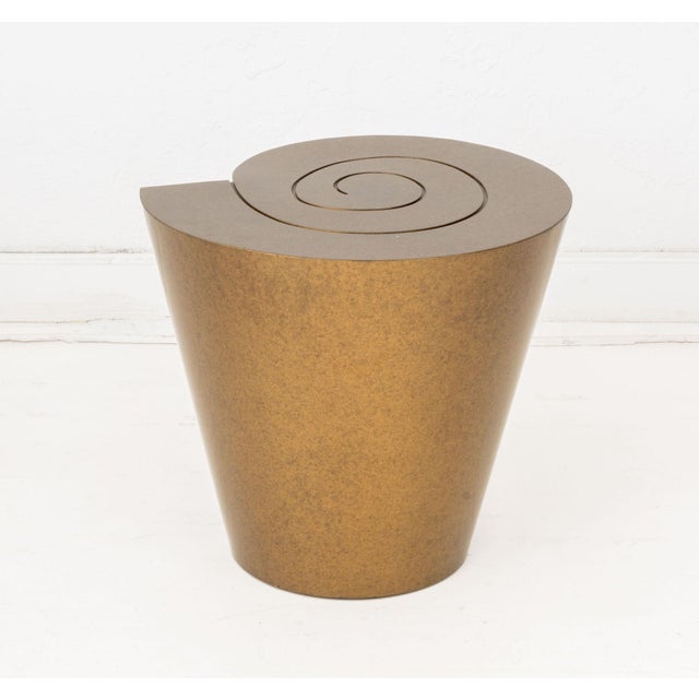 Modern Bronzed Steel Conical Spiral Side Table. 18.5" H x 20.25" Diameter. Provenance: From a Fort Lauderdale, Florida...