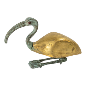 Mid-Century Egyptian Style Verdigris Bronze and Giltwood Ibis Figure