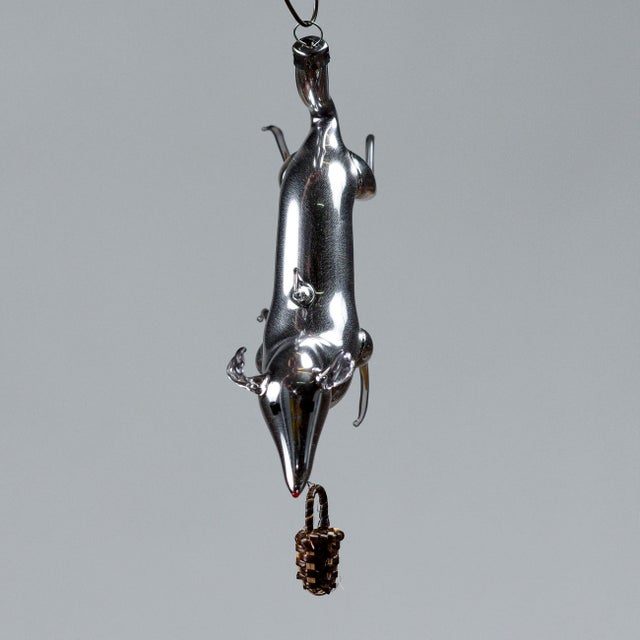 Gray Art Nouveau German Greyhound with Basket in Silvered Glass For Sale - Image 8 of 18