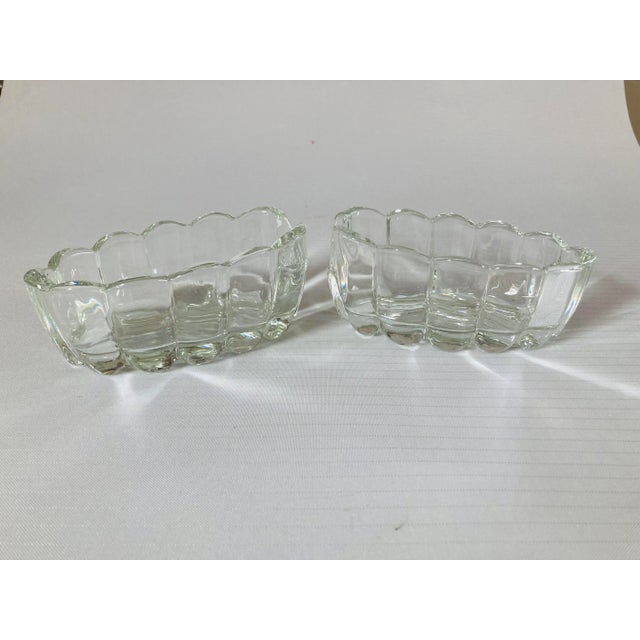 Midcentury Clear glass set of 2 forks, spoons holders, 5.25"L X 3"W X 2.25"H no makers mark , knowing to be "Princess...
