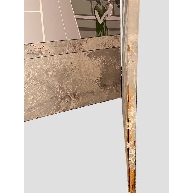 Zuber Tri-Fold 3 Part Mural Screen Gray Tones Pink Purple Green Figures For Sale - Image 10 of 12