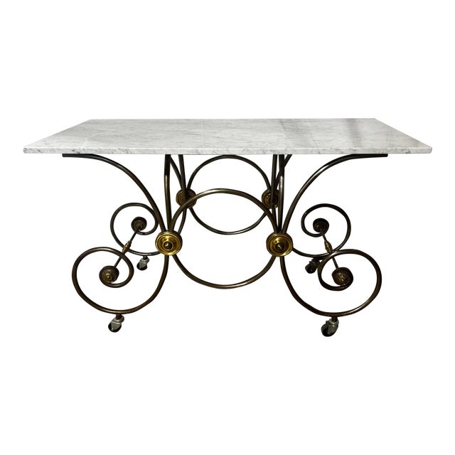 Mid-Century Reproduction French Patisserie Marble Top Table For Sale