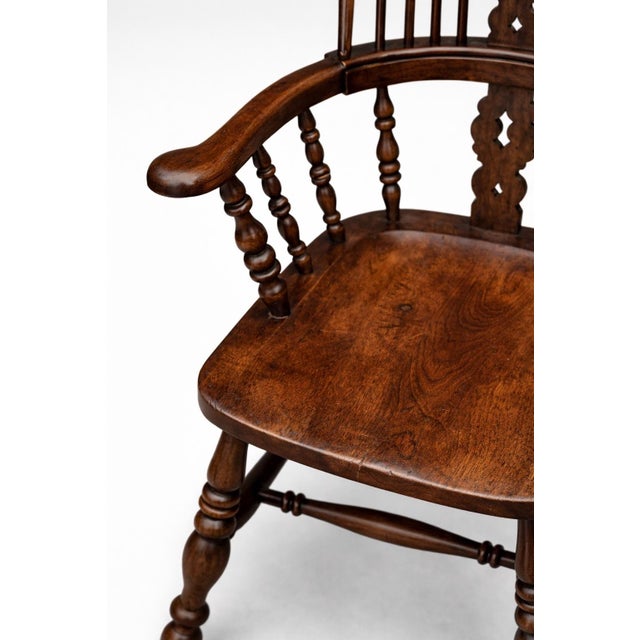 Wood Collected Pair of Vintage English Country Windsor Armchairs With Huddersfield Yorkshire Provenance For Sale - Image 7 of 12