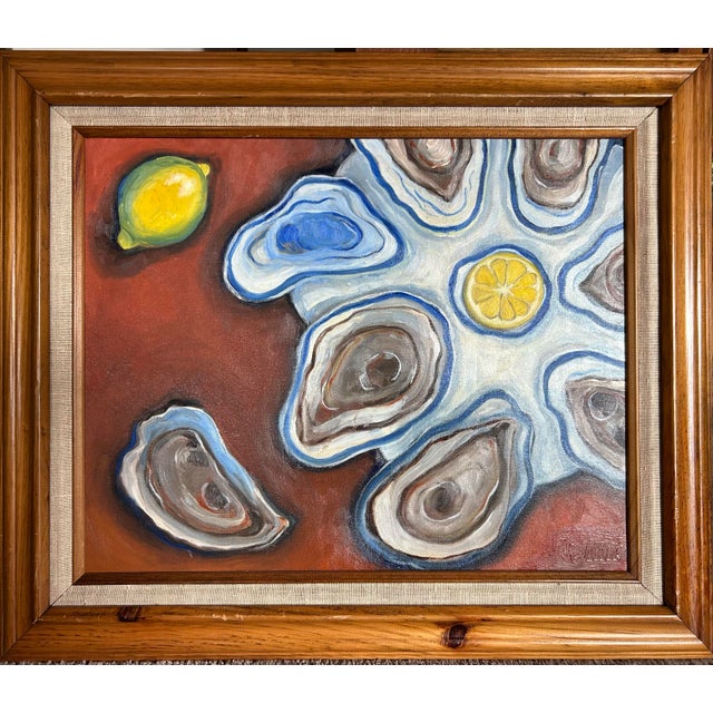 Impressionist Original Framed Oil Painting of Oysters and Lemons by Alexandra Brown For Sale - Image 3 of 8