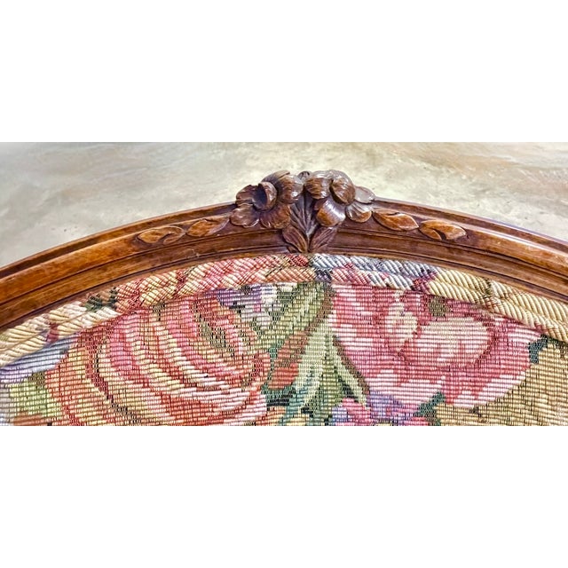 Antique Hand-Carved and Floral Needlepoint Bergere For Sale - Image 11 of 14