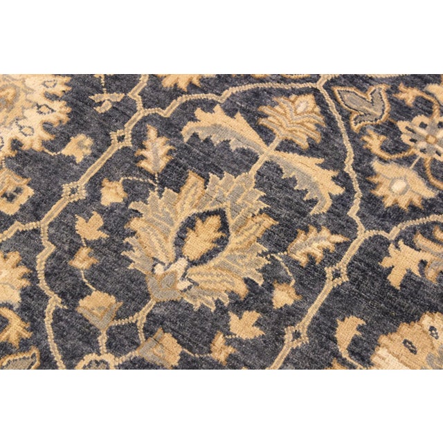 1990s 1990s Chic Ziegler Bluish Gray Ivory Hand-Knotted Wool Rug - 8'2'' X 9'8'' For Sale - Image 5 of 7