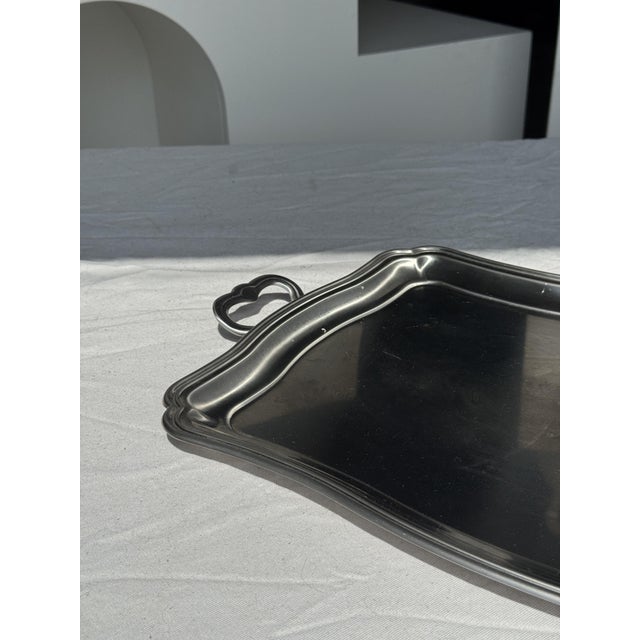 Silver Stainless Steel Serving Tray by Guy Degrenne, 1980s For Sale - Image 10 of 15