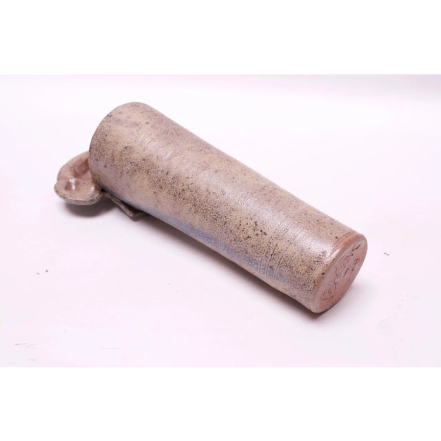 1970s Heavily Textured Stoneware Vase Signed Pollack For Sale - Image 4 of 13