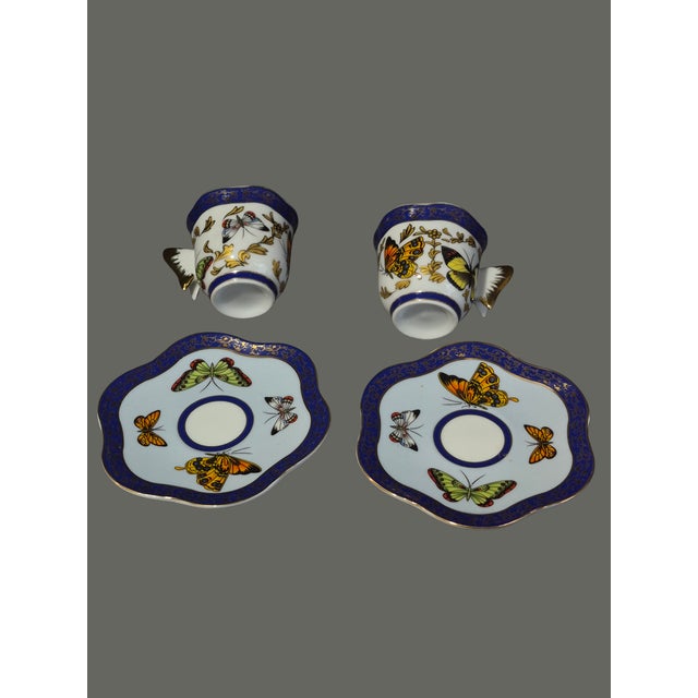 Late 20th Century Pair Formalities by Baum Brothers Porcelain Butterflies Demi-Tasse Cup & Saucer For Sale - Image 4 of 7