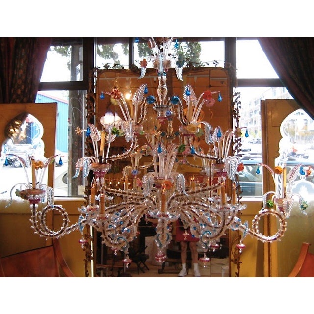 A phenomenally scaled Venetian glass chandelier in the Rezzonico style fit for a palace.