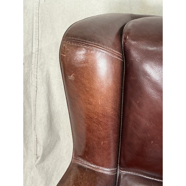 1990s Baxter Italian Brown Leather Club Armchair – Modern Sculptural Lounge Chair For Sale - Image 11 of 14