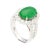 Metal HK Lab Certified 5.329 Carat Jade and Diamond Halo Ring in 18K White Gold For Sale - Image 7 of 10