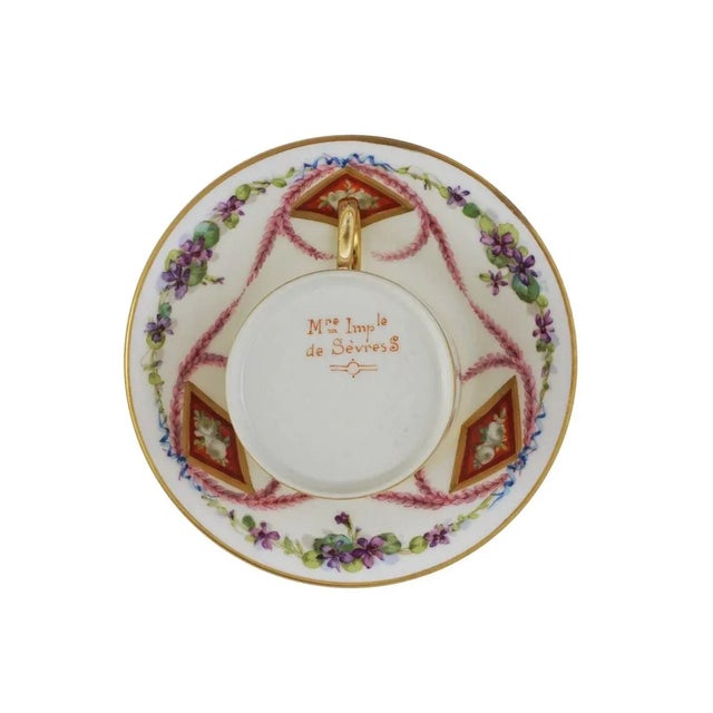 White 19th Century Sevres Porcelain Demitasse Cup and Saucer Signed Gift For Sale - Image 8 of 8