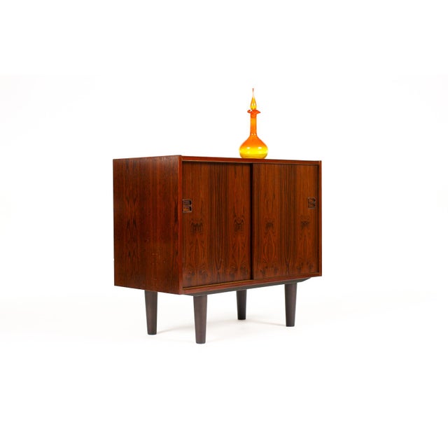 #2012 — Danish Modern / Mid Century Compact Rosewood Credenza / Sideboard — Sliding Doors Great compact credenza design....