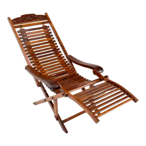Solid Brazilian Rosewood Planks Adjustable Sling Chaise Lounge Chair Carved
