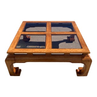 Modern Chow Leg Coffee Table Glass Panel Inset Top Manner of Schnadig International For Sale