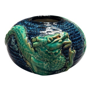 Vintage Studio Pottery Dragon Vase – Sculptural Glazed Ceramic Vessel, Signed & Numbered For Sale