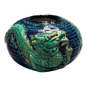 Vintage Studio Pottery Dragon Vase – Sculptural Glazed Ceramic Vessel, Signed & Numbered
