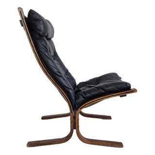 Mid-Century Black Leather Siesta Chair by Ingmar Relling for Westnofa, 1960s For Sale