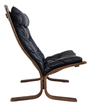 Mid-Century Black Leather Siesta Chair by Ingmar Relling for Westnofa, 1960s