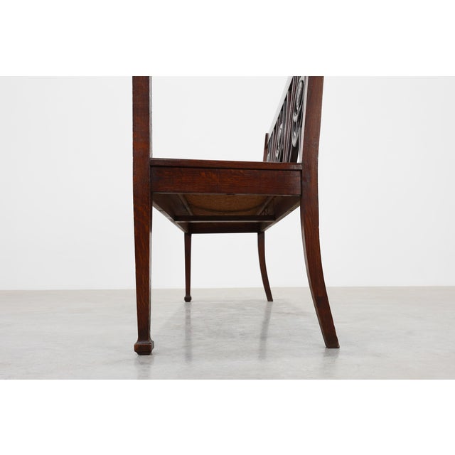 Wood Vintage Art Deco Belgian Bench in Oak, 1920s For Sale - Image 7 of 14
