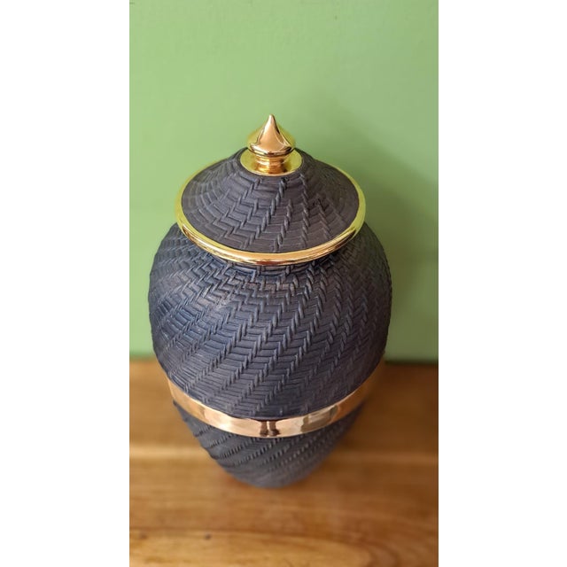 Brown Vintage Ceramic Jar, 1980 For Sale - Image 8 of 9
