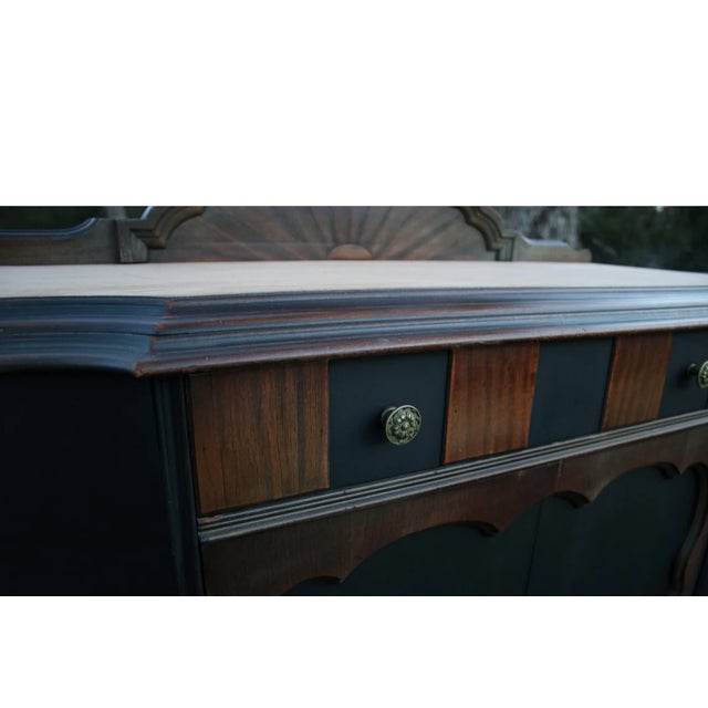Jacobean Antique Jacobean Buffet Matte Black Wood Sideboard For Sale - Image 3 of 4