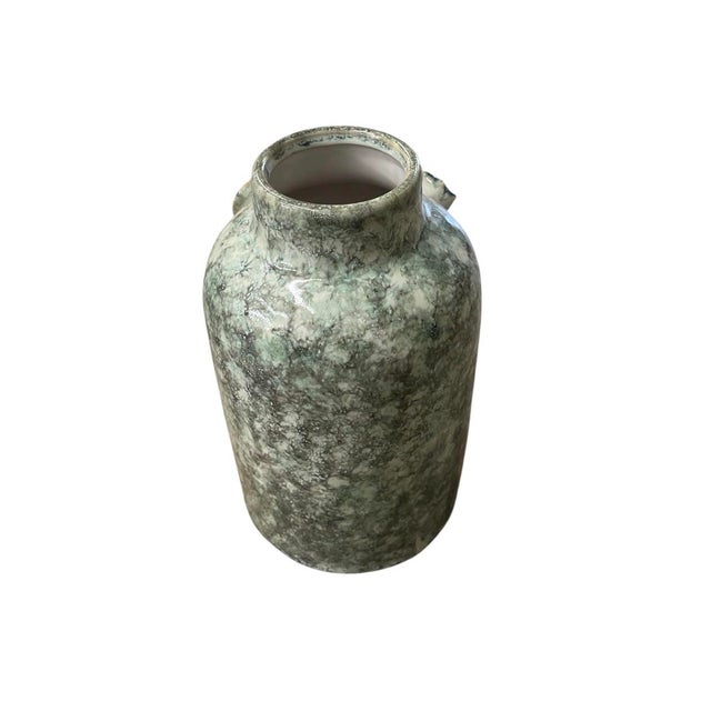 Italian High-Relief Floral Ceramic Studio Vase For Sale - Image 4 of 12