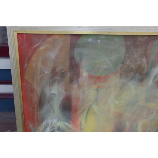 A great looking abstract acrylic on canvas in a newer elegant frame. Not signed but nevertheless a beautiful painting.