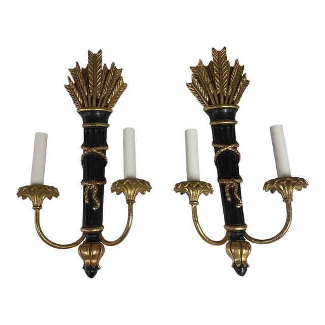 Vintage Louis XVI Style Two-Light Electric Wall Sconces--a Pair For Sale