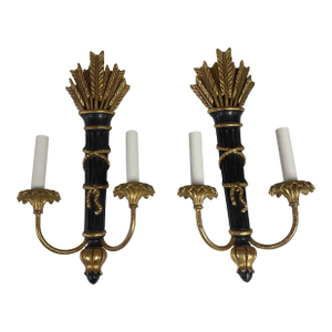 Vintage Louis XVI Style Two-Light Electric Wall Sconces--a Pair