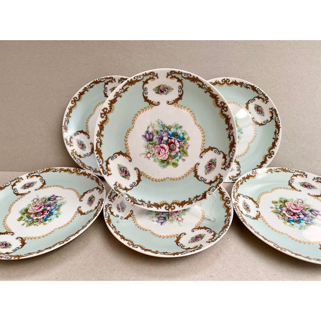 Set of 6 beautiful Limoges porcelain plates, made by the famous Seltmann Weiden manufactory in Bavaria, Germany, 1960s....