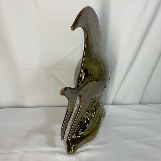 Vintage Mid-Century Modern Metallic Gold Ceramic Angelfish Sculpture For Sale - Image 4 of 5