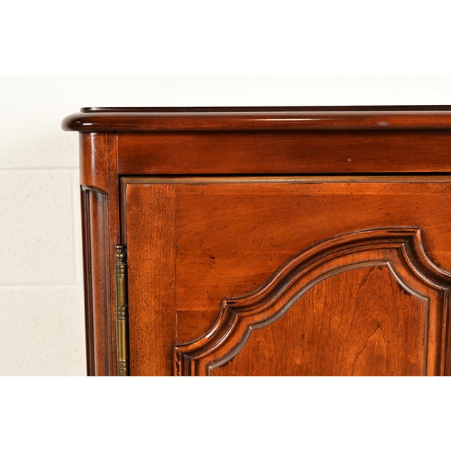 Brown Century Furniture French Provincial Louis XV Carved Cherry Wood Armoire Dresser or Gentleman's Chest For Sale - Image 8 of 15