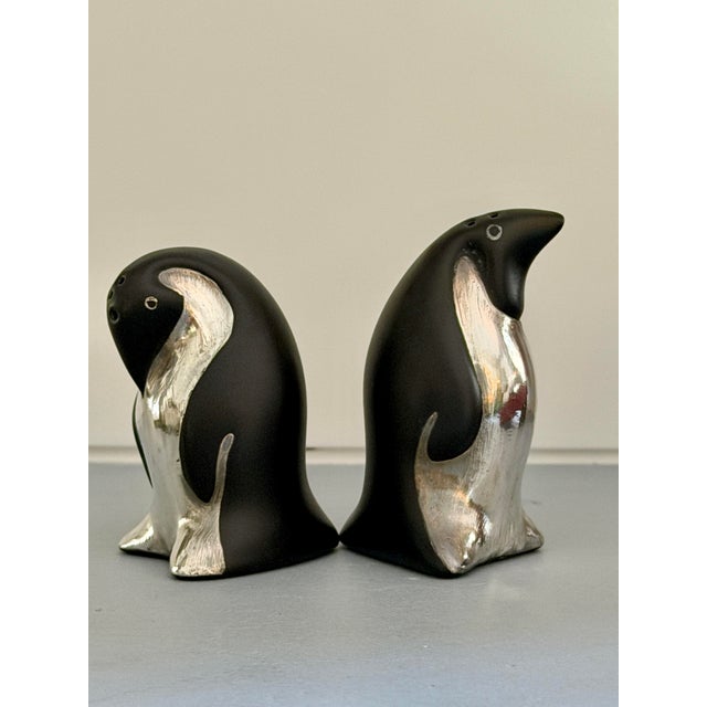 Black 1980s Emilia Castillo Taxco Sterling and Porcelain Penguin Salt & Pepper Shakers - a Pair For Sale - Image 8 of 11