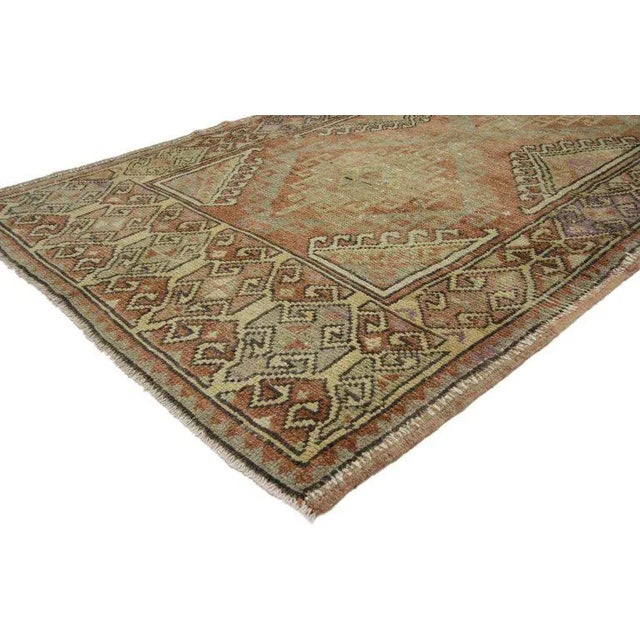 Tribal 20th Century Turkish Oushak Hallway Runner - 3′9″ × 9′1″ For Sale - Image 3 of 8